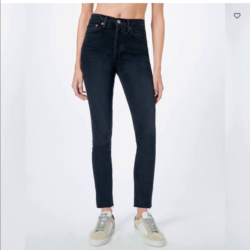 RE/DONE Originals High Rise Ankle Crop in Faded Black